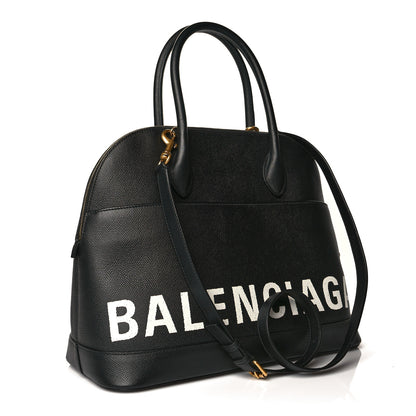 Balenciaga Signature Grained Calfskin Logo M Ville Top Handle Bag Black 3 of 10