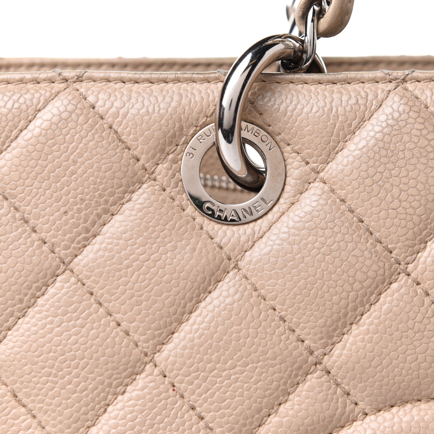 Caviar Quilted Grand Shopping Tote GST Beige Clair