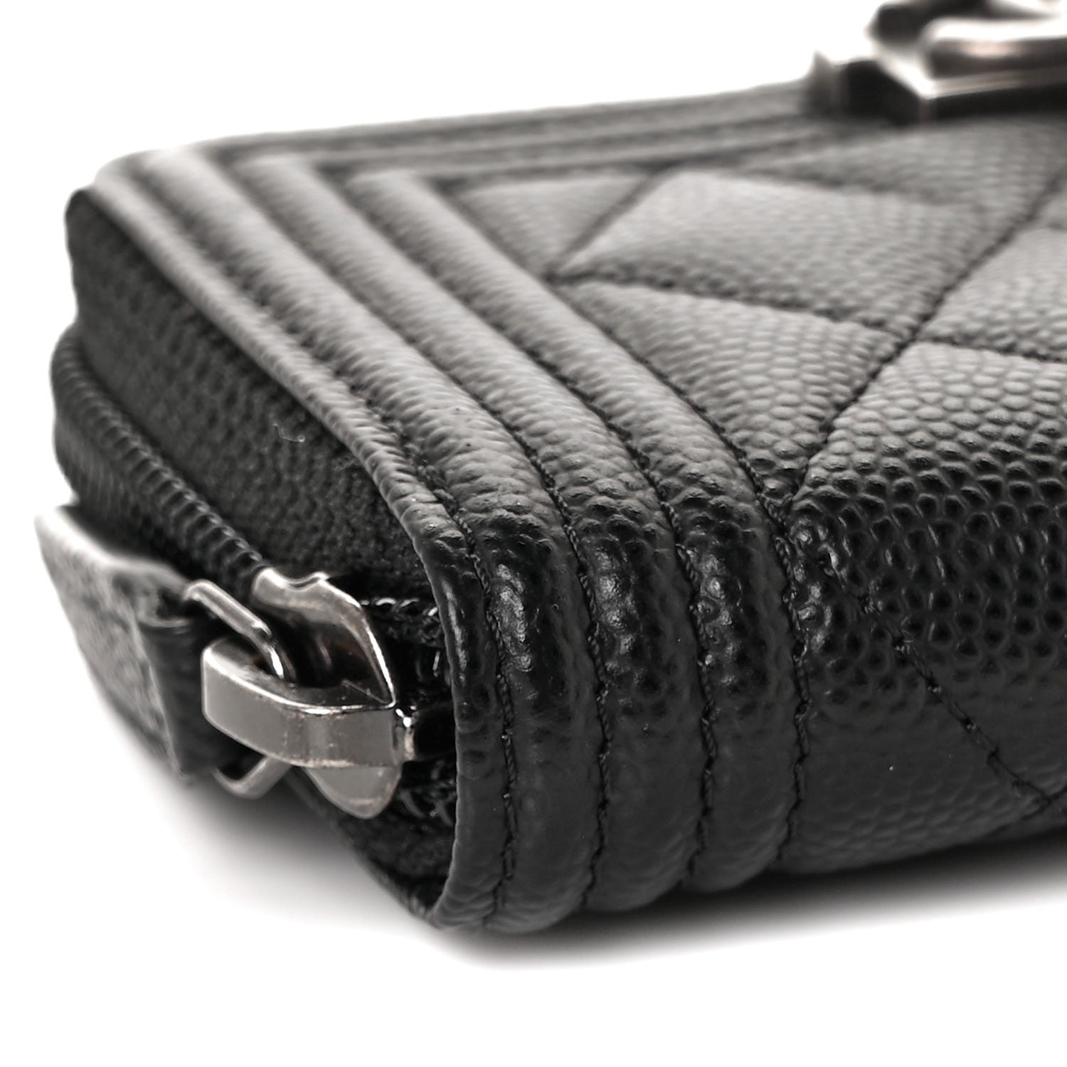 Chanel Caviar Quilted Boy Zip Around Coin Purse Wallet Black 15 of 20
