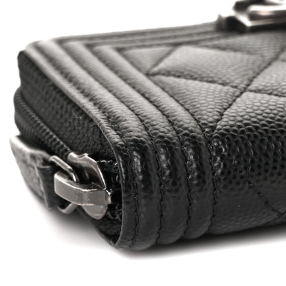 Chanel Caviar Quilted Boy Zip Around Coin Purse Wallet Black 15 of 20