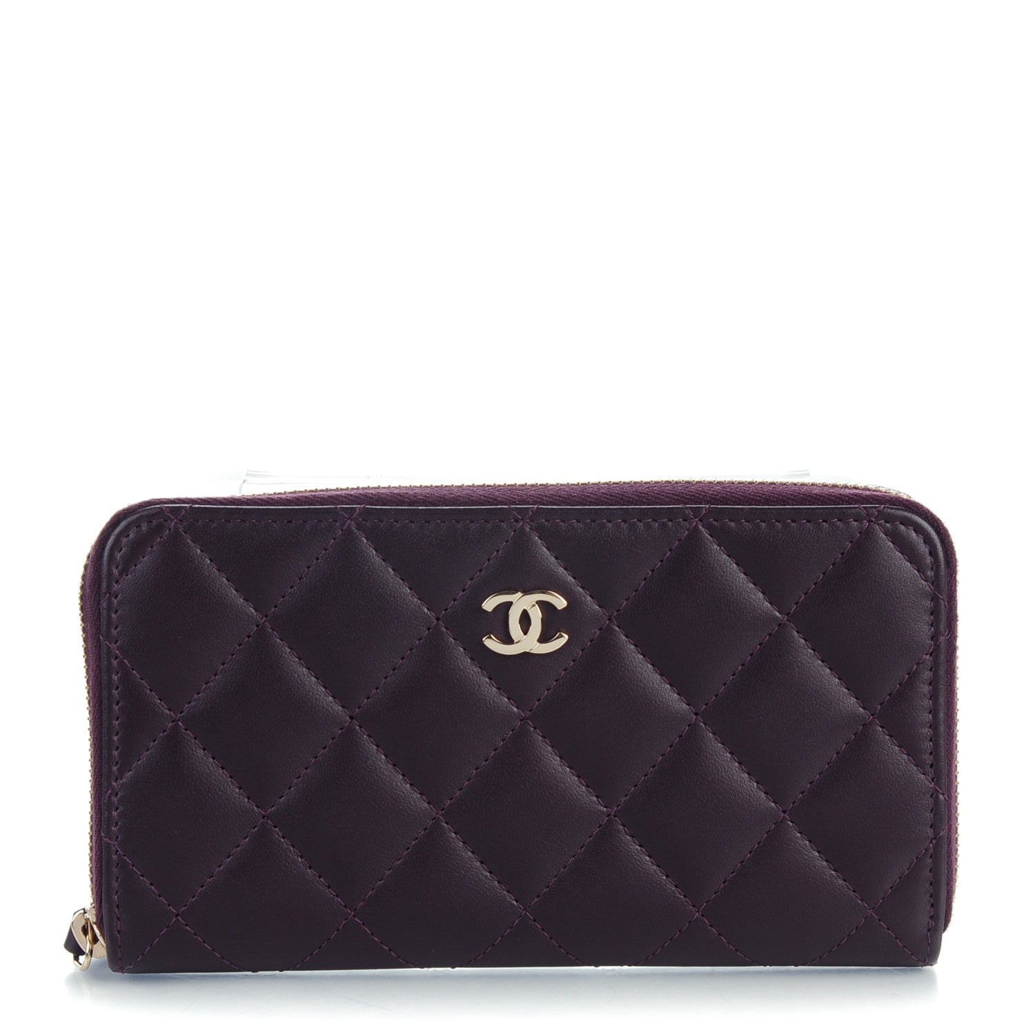 Chanel Lambskin Quilted Small Zip Around Wallet Purple 1 of 8