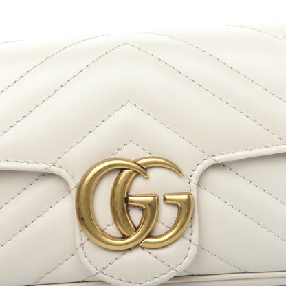 Gucci Calfskin Matelasse Super Mini GG Marmont Shoulder Bag White 10 of 11