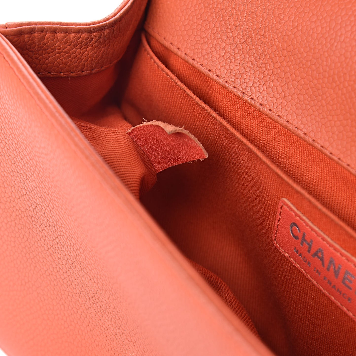 Caviar Stitched Medium Boy Flap Dark Orange