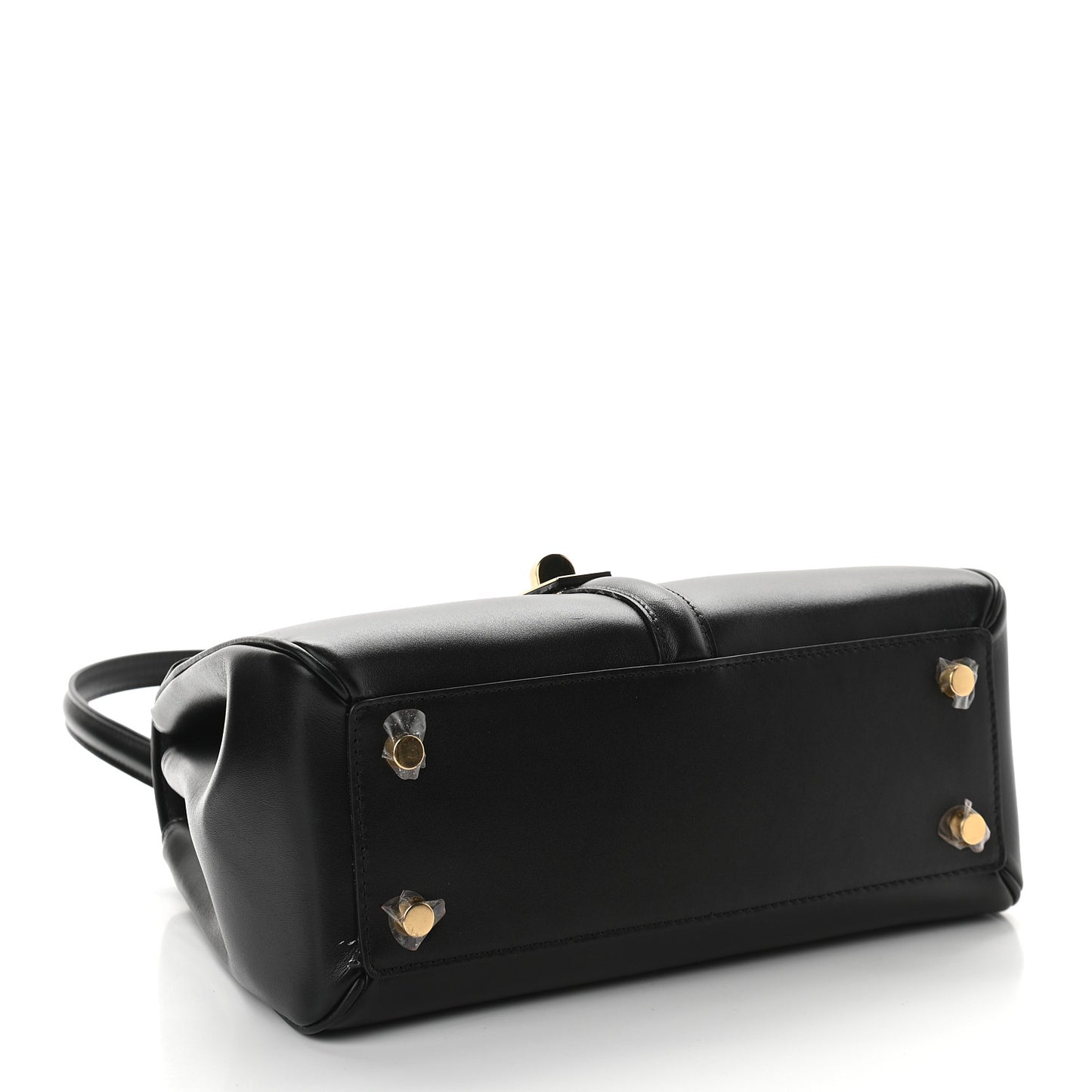 Satinated Calfskin Small 16 Top Handle Bag Black