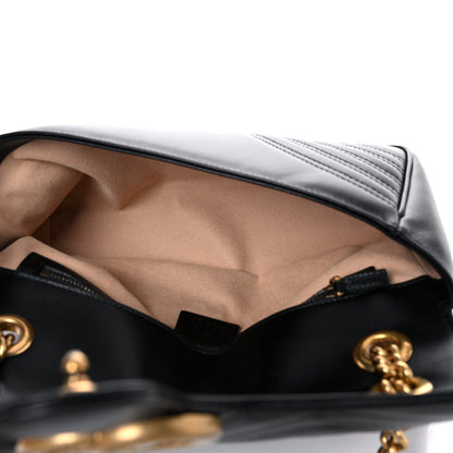 Gucci Calfskin Matelasse Small GG Marmont Shoulder Bag Black 5 of 10
