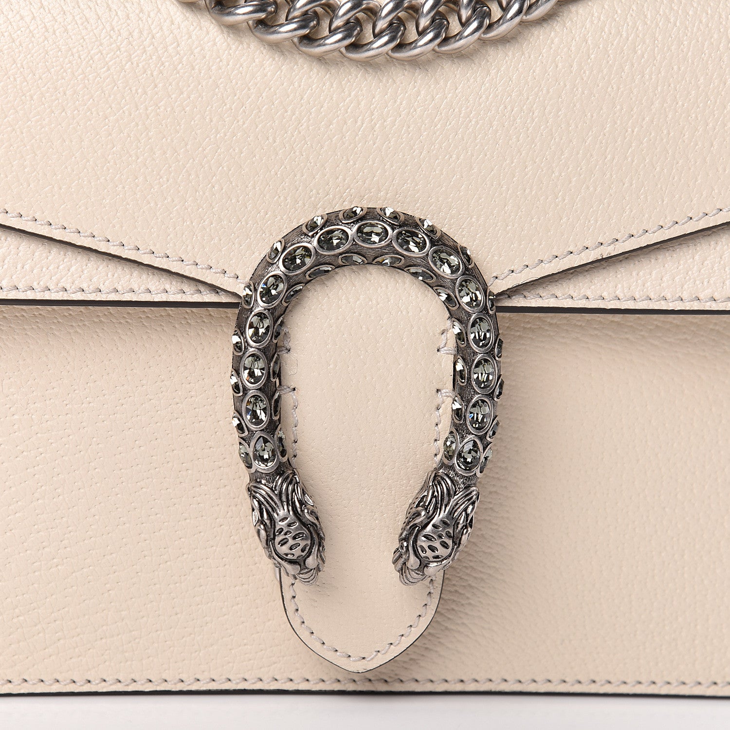 Gucci Textured Calfskin Crystal Mini Dionysus Shoulder Bag Mystic White 8 of 10
