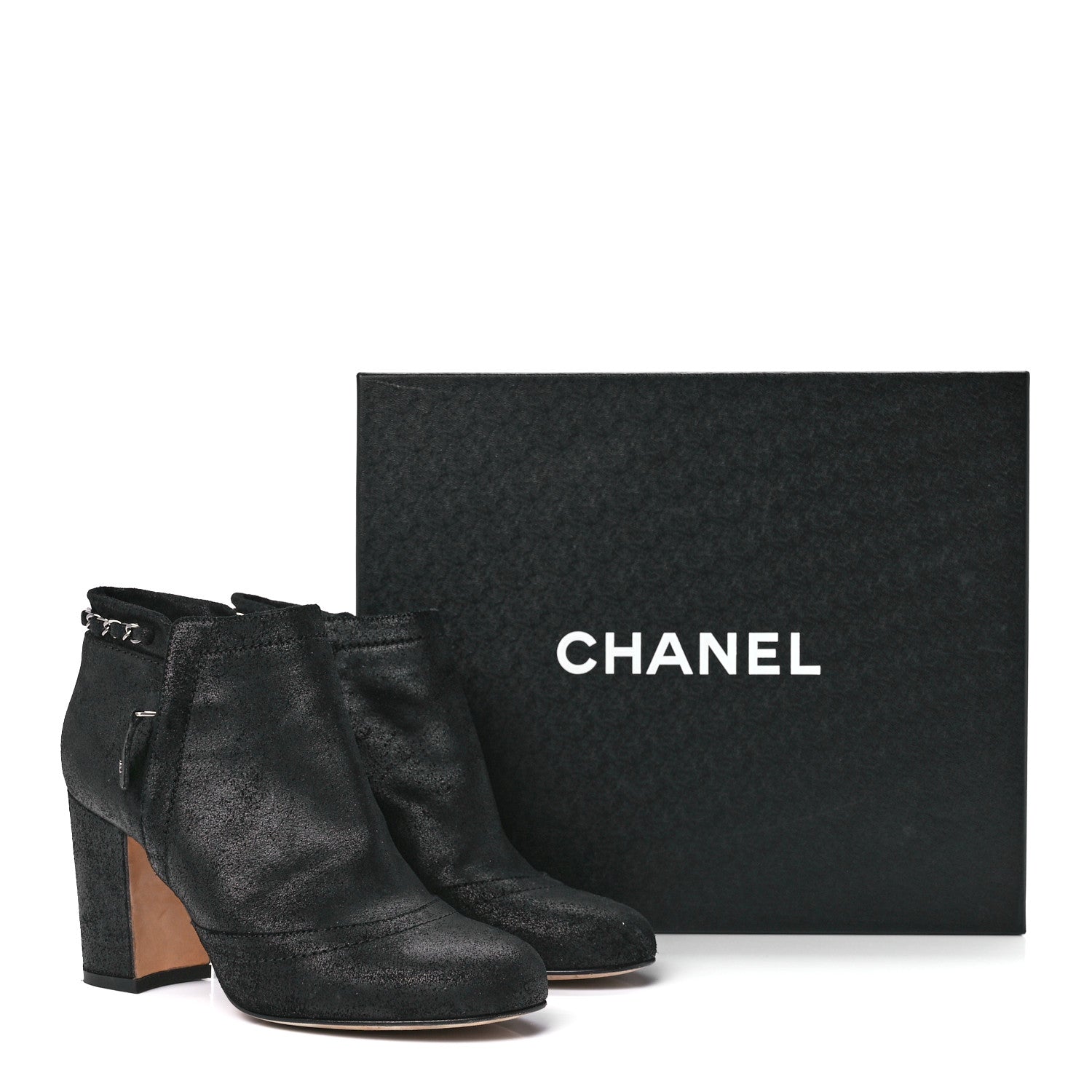 Chanel Suede CC Chain Ankle Boots 36.5 Black 9 of 9