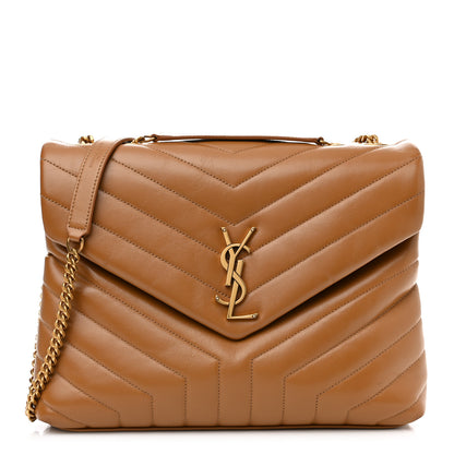Saint Laurent Calfskin Y Quilted Monogram Medium Loulou Chain Satchel Dark Natural 1 of 13