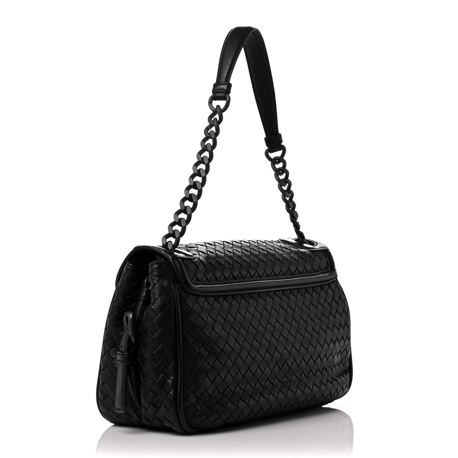 Bottega Veneta Nappa Intrecciato Rialto Shoulder Bag Black 3 of 11