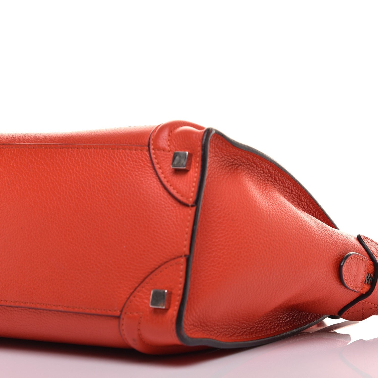 Celine Drummed Calfskin Micro Luggage Vermillion 9 of 13