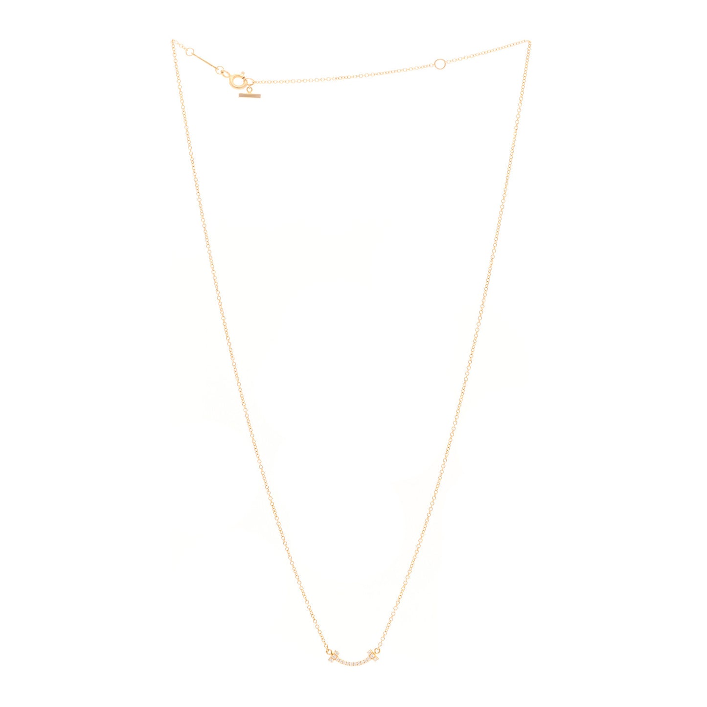 18K Rose Gold Diamond Mini T Smile Pendant Necklace