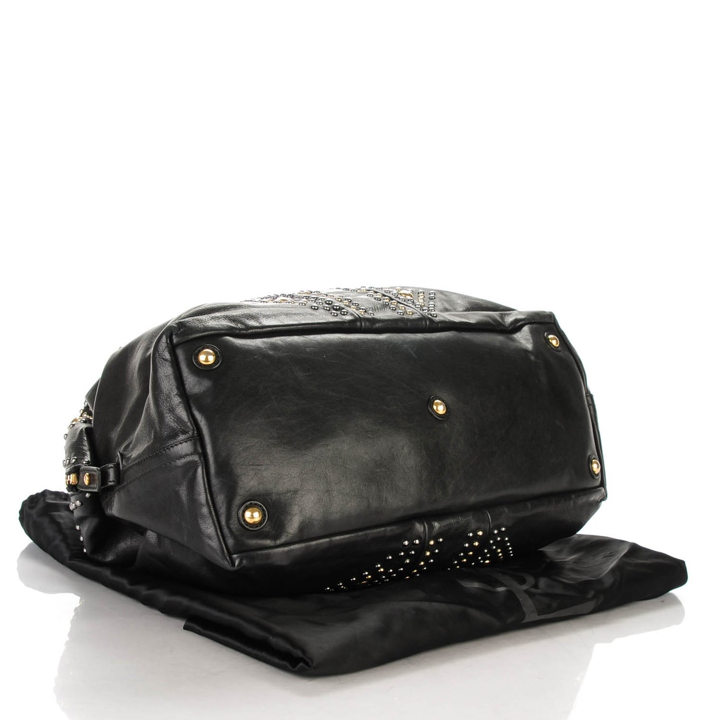 Calfskin Studded Sac Y Rock Black