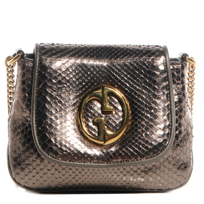 Gucci Python Small 1973 Chain Shoulder Bag Gunmetal 1 of 7