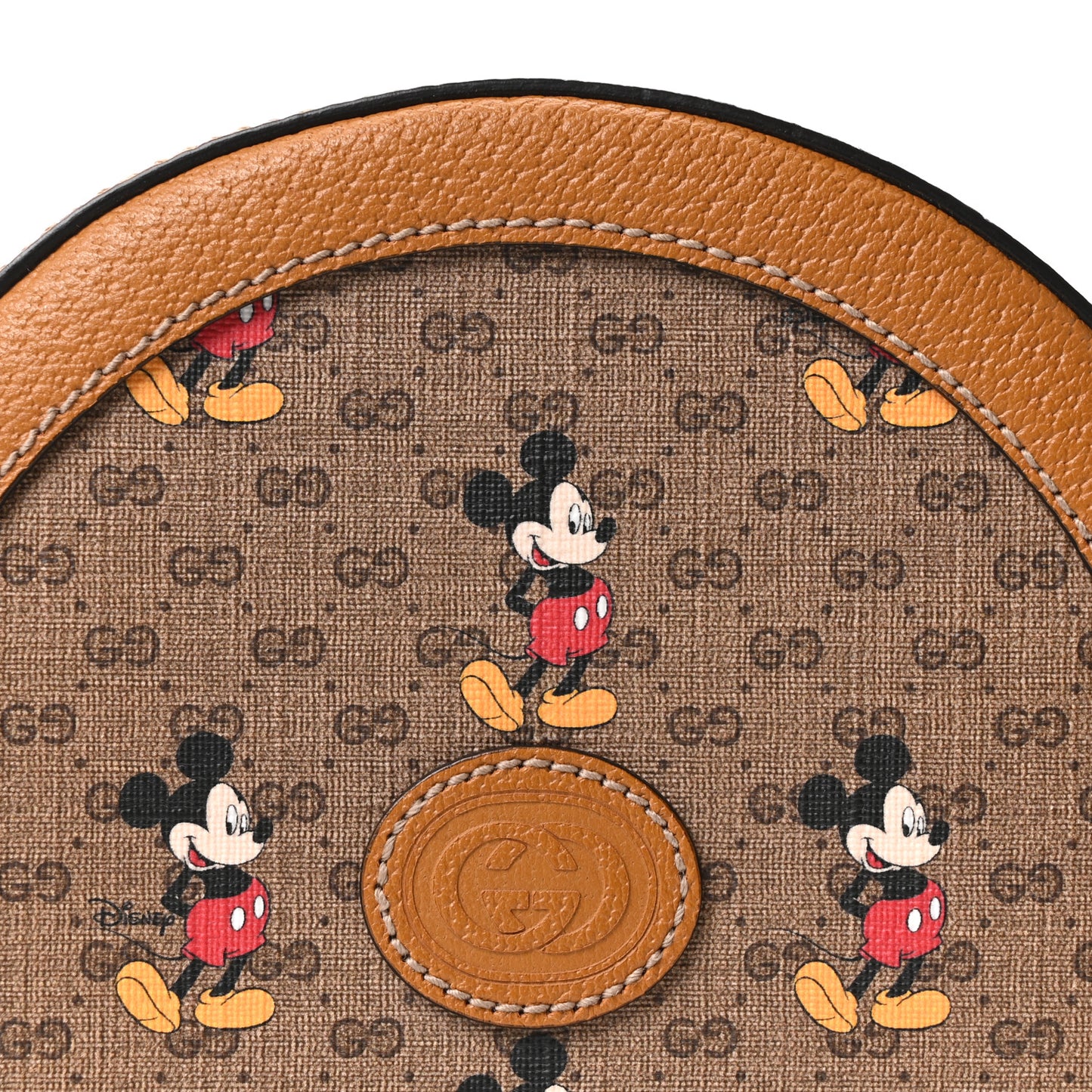 X DISNEY Mini Vintage GG Supreme Monogram Mickey Mouse Round Shoulder Bag Beige Vintage Sun Oil