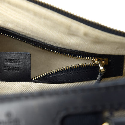 Gucci Monogram Selleria Calfskin Vintage Web Medium Boston Beige Blue 9 of 11