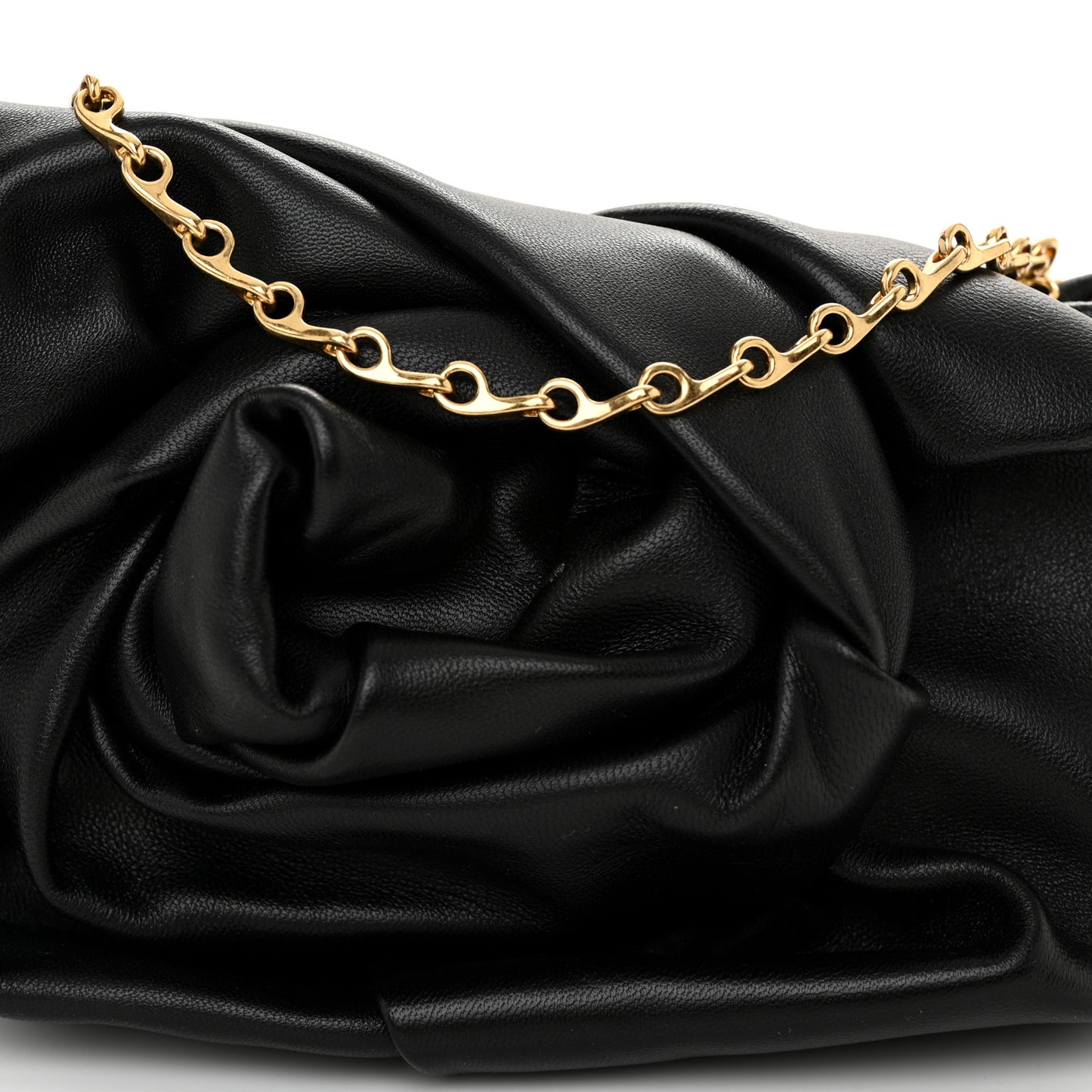 Smooth Calfskin Rose Clutch Black