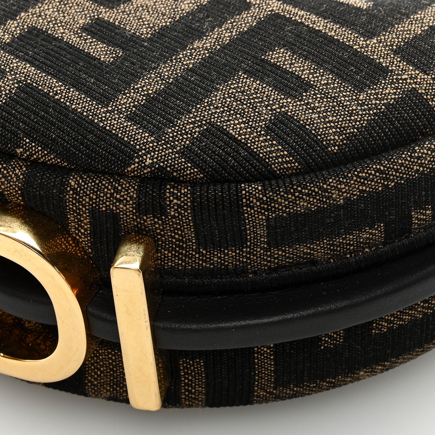 Fendi Fabric Jacquard FF 1974 Nano Fendigraphy Hobo Charm Tobacco Moro 8 of 8