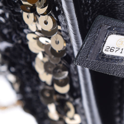 Chanel Sequin Calfskin Small Gabrielle Hobo Black Gold 9 of 10