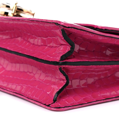 Miu Miu Jacquard Crocodile Embossed Calfskin Crystal Solitaire Flap Bag Fuxia 10 of 12