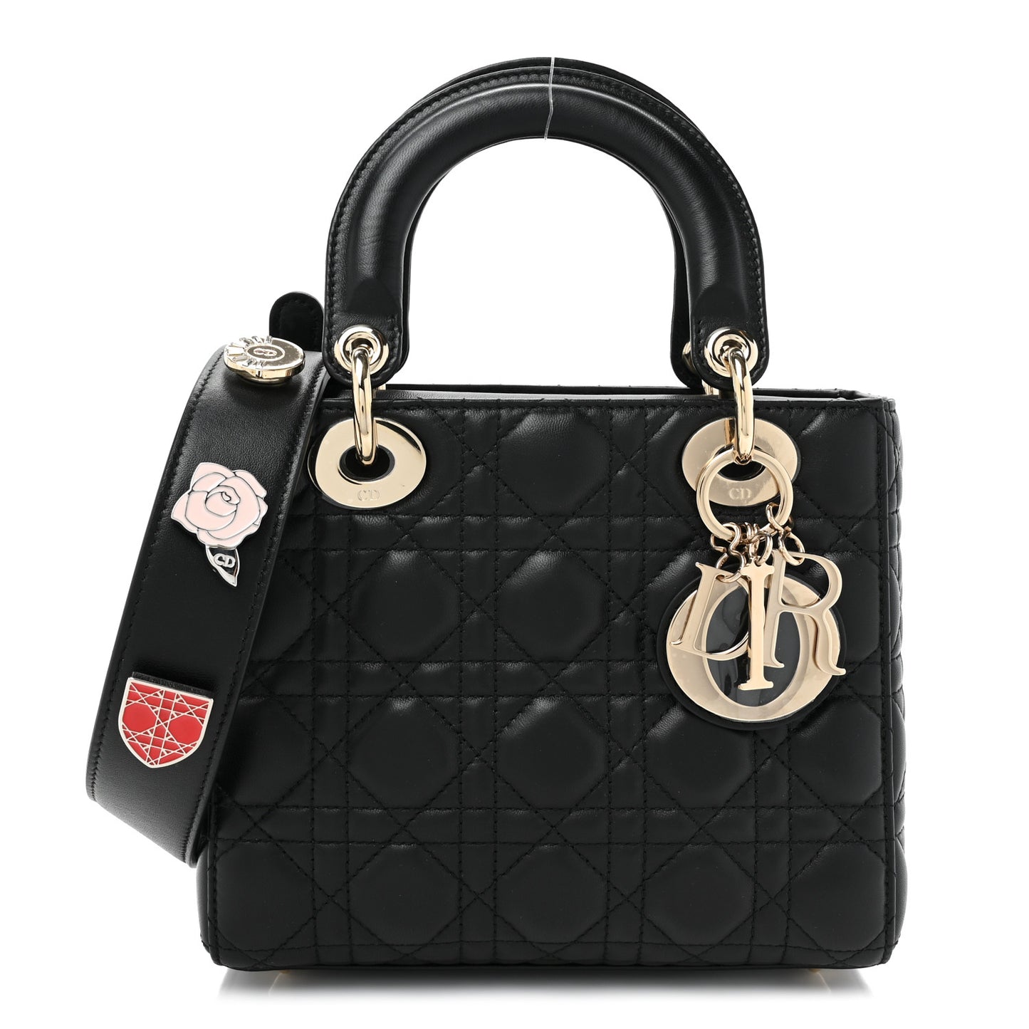Lambskin Cannage Small Lucky Badges My Lady Dior Black