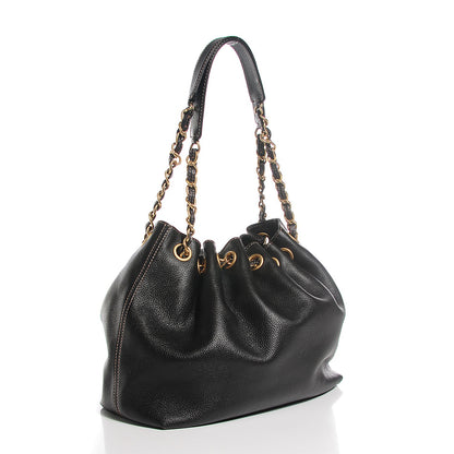 Chanel Calfskin CC Drawstring Bucket Bag Black 3 of 7