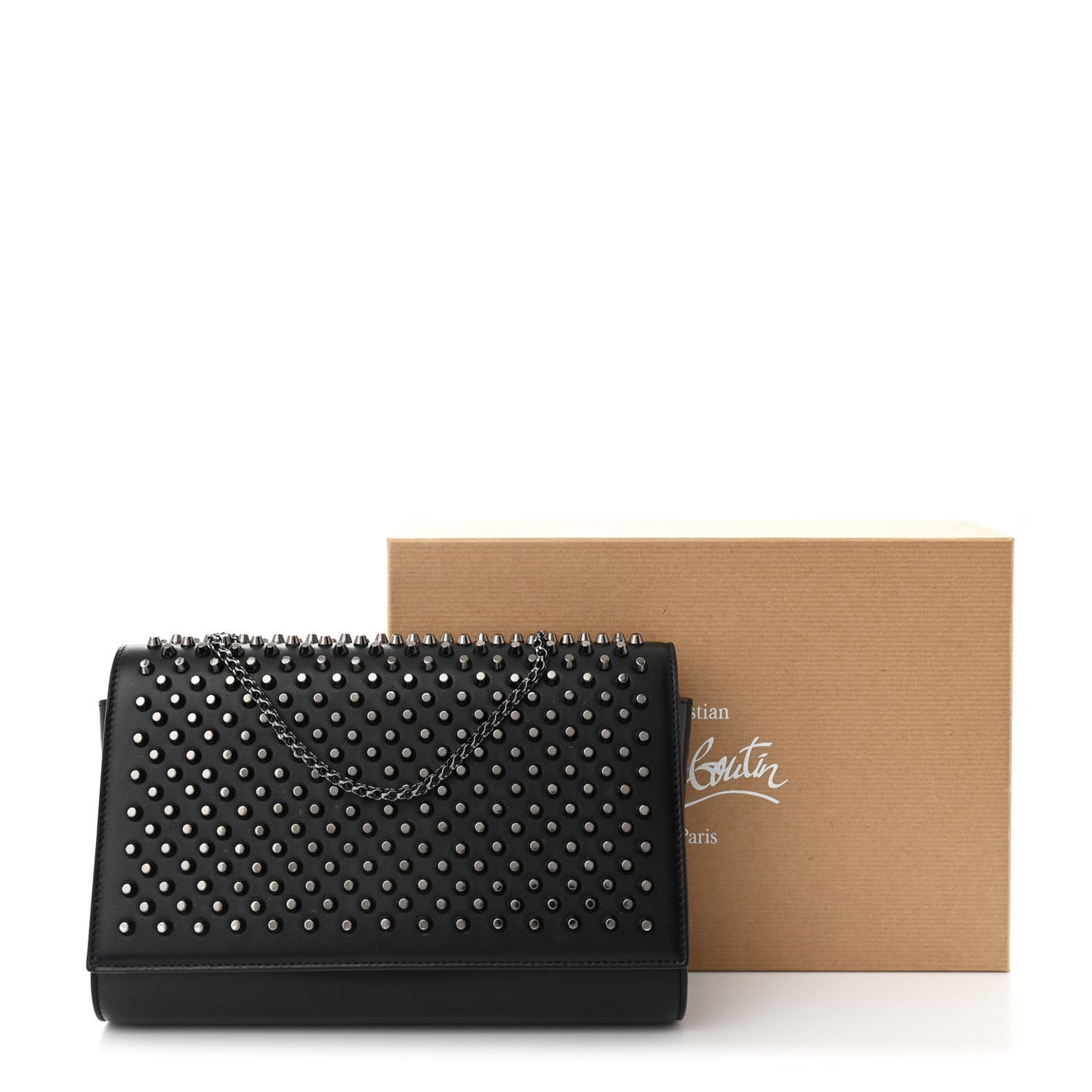 Calfskin Spikes Paloma Clutch Black