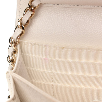 Chanel Caviar Quilted Mini Wallet On Chain WOC White 12 of 14