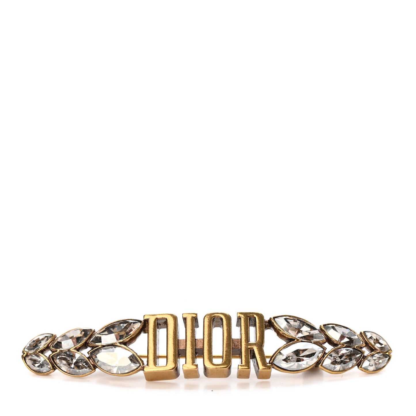 Crystal Dior Petal Brooch Gold