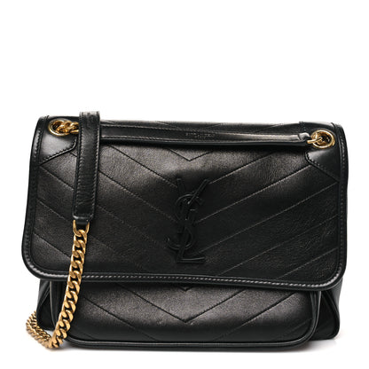 Saint Laurent Lambskin Matelasse Monogram Medium Niki Chain Satchel Black 1 of 10