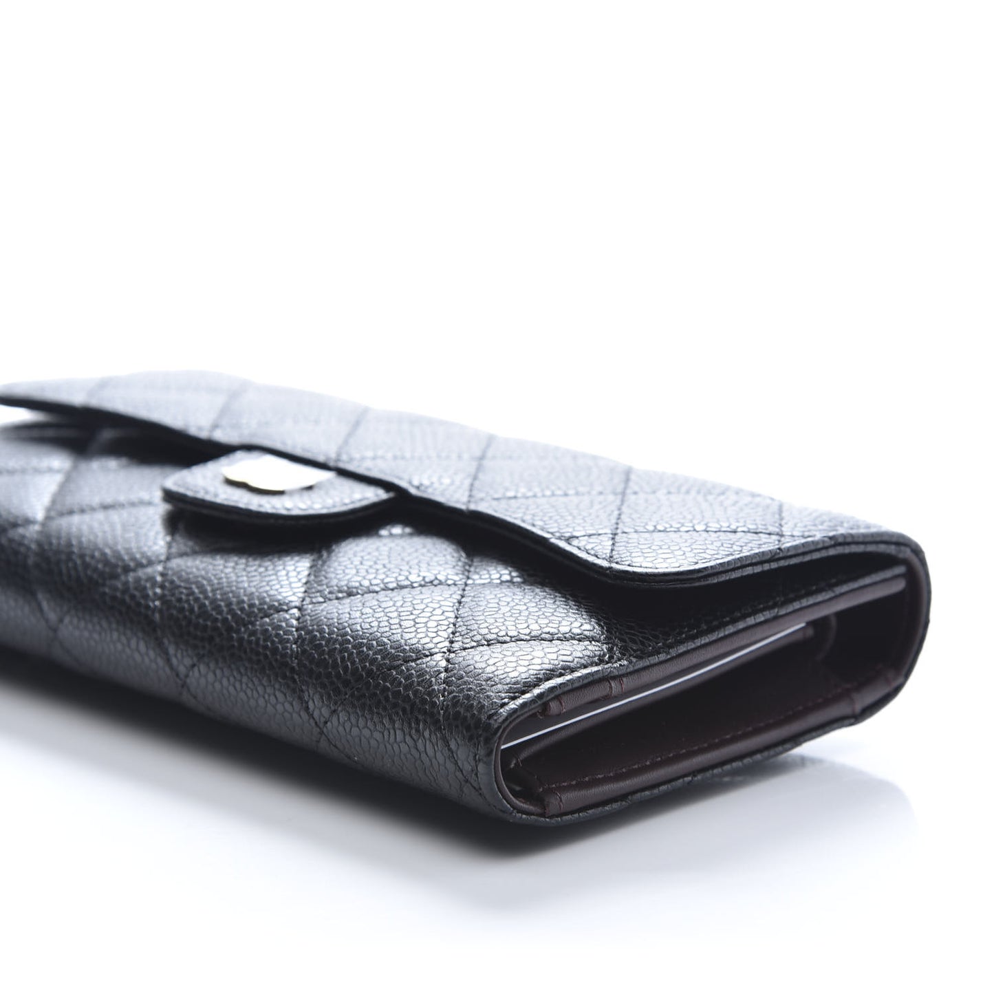 Caviar Quilted Large Flap Wallet Black