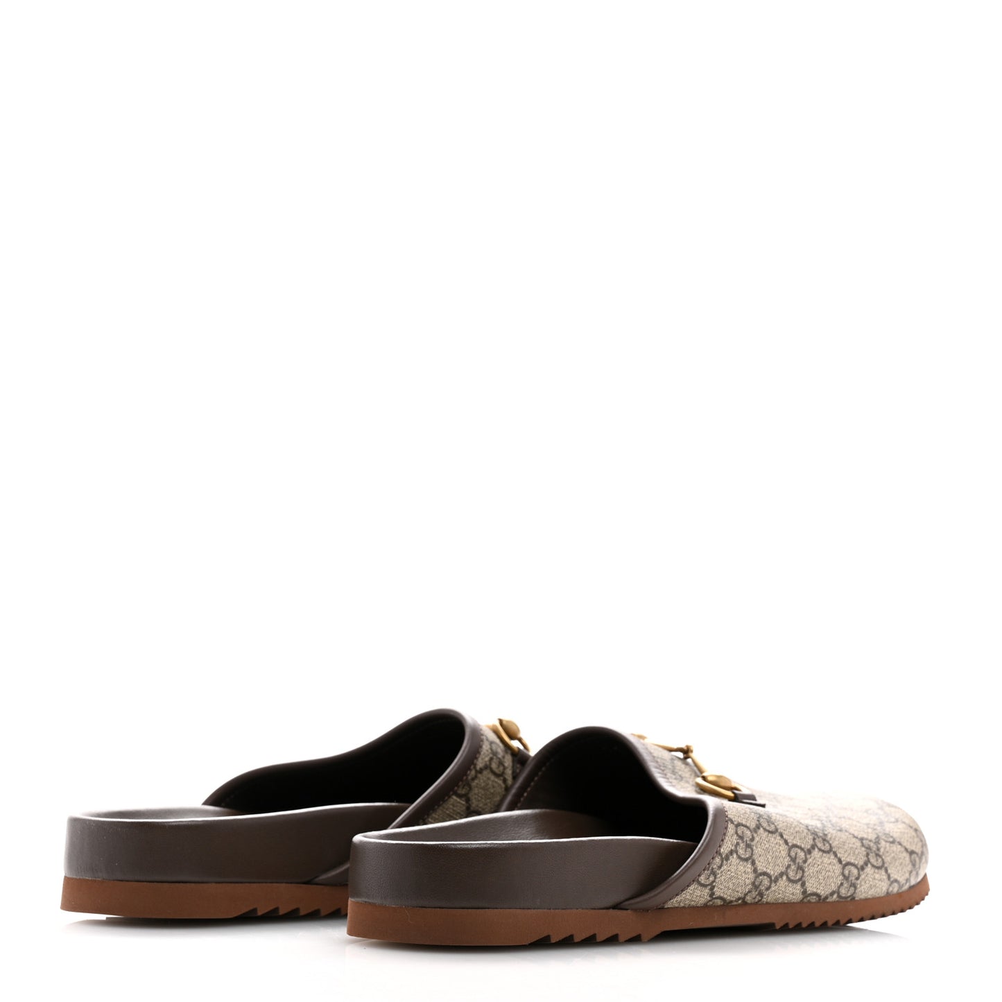 GG Supreme Monogram Miro Soft Calfskin Mens Horsebit Slippers 11 Beige Ebony New Acero