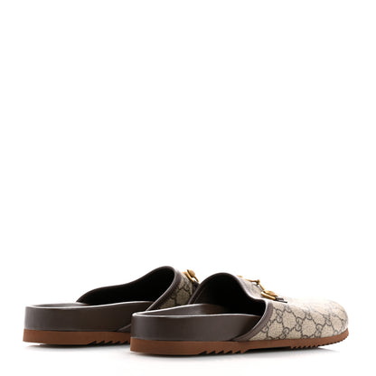 Gucci GG Supreme Monogram Miro Soft Calfskin Mens Horsebit Slippers 11 Beige Ebony New Acero 5 of 11