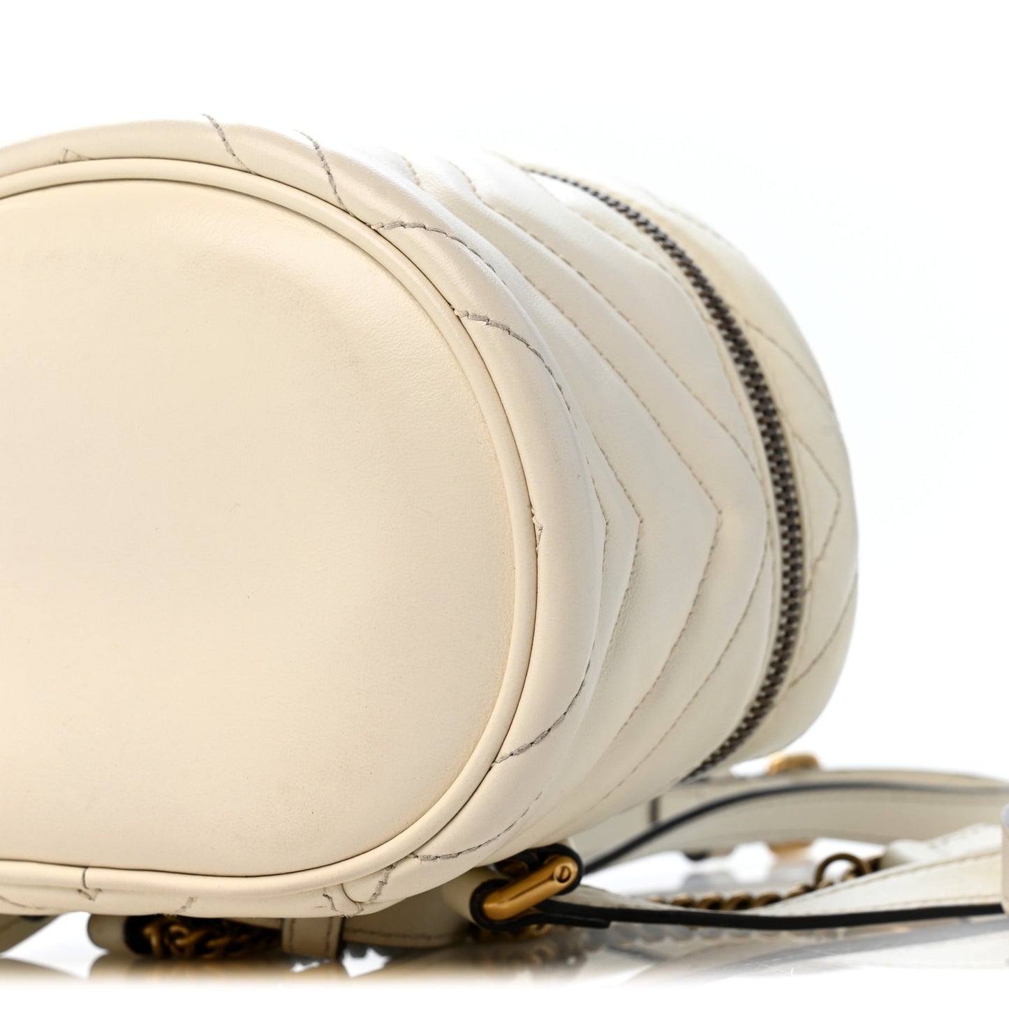 Calfskin Matelasse Mini GG Marmont Round Backpack White