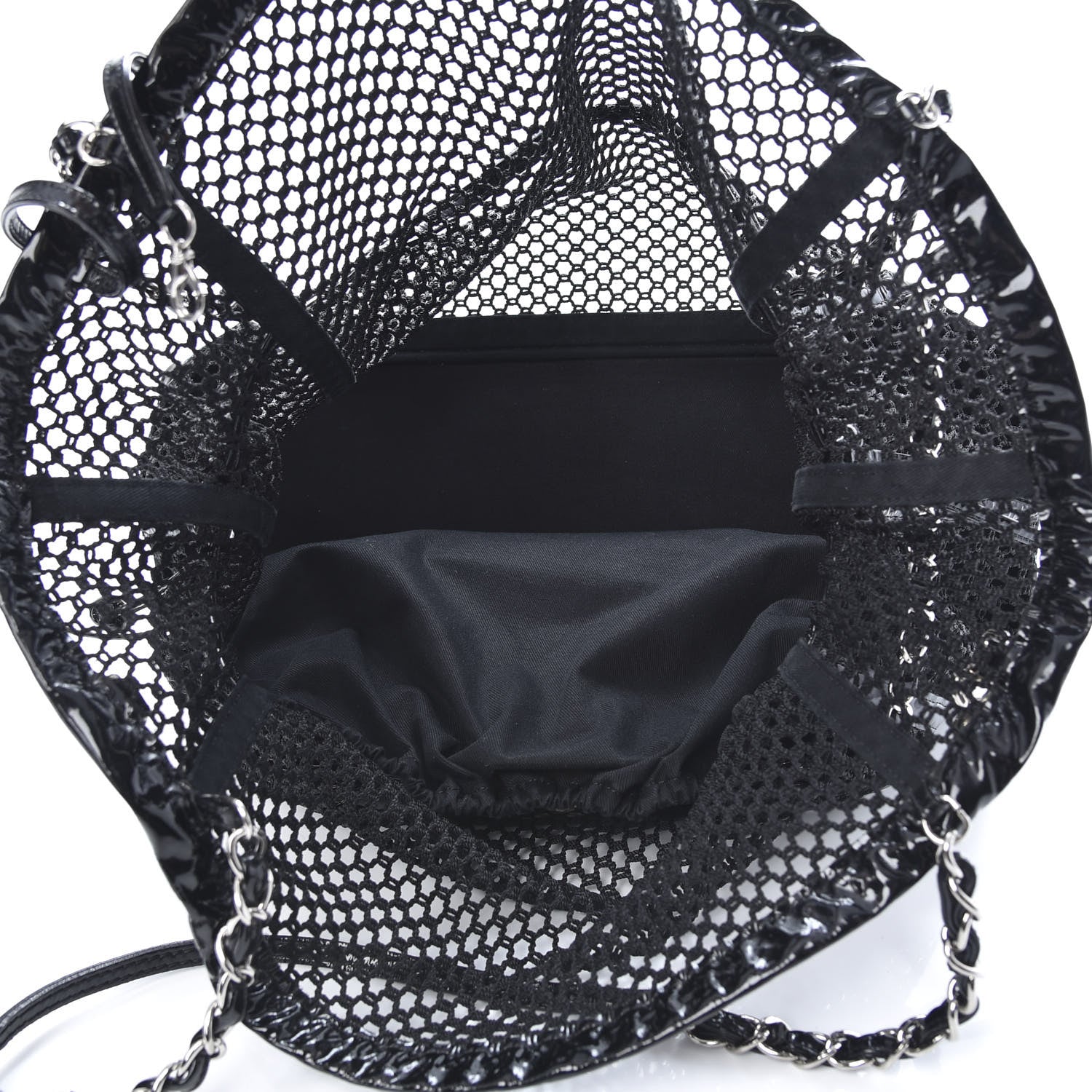 Chanel Patent Net Large La Madrague Tote Black 8 of 15