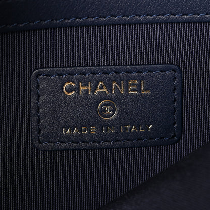 Chanel Woven Straw Raffia Small Deauville Pouch Dark Blue 6 of 8