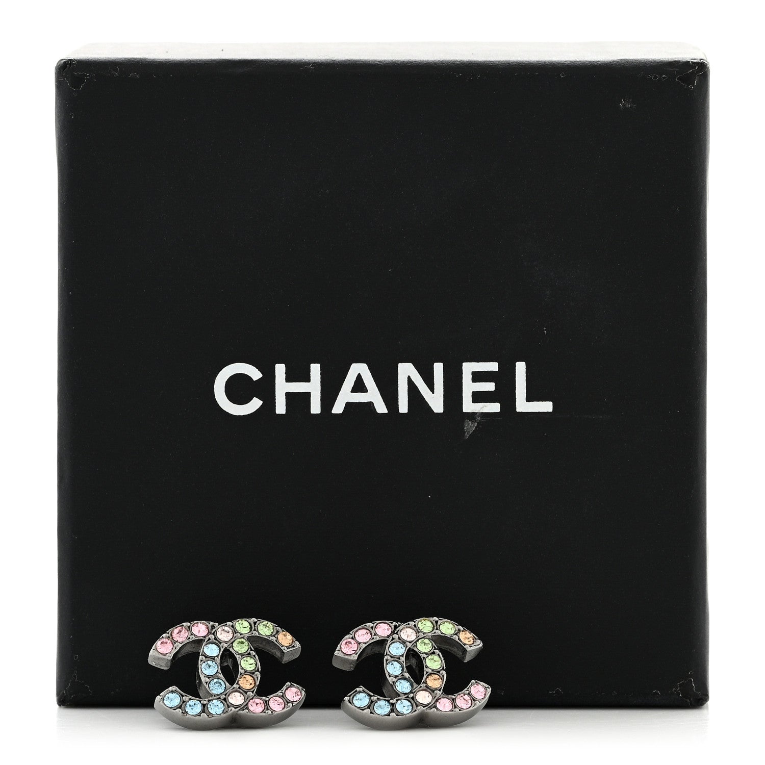 Chanel Ruthenium Crystal CC Earrings Multicolor 5 of 5