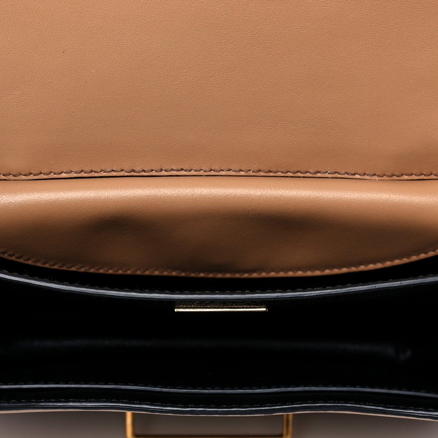 City Calfskin Saffiano Cahier Bag Caramel Black