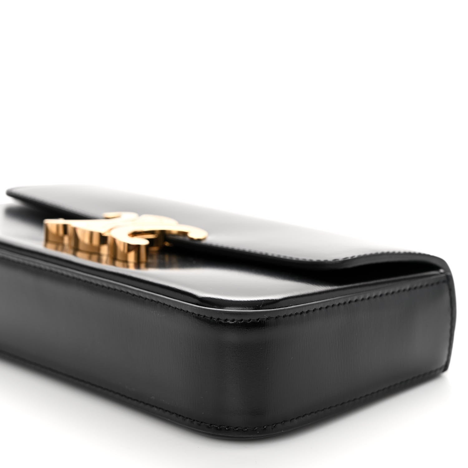Celine Shiny Calfskin Triomphe Chain Shoulder Bag Black 10 of 10