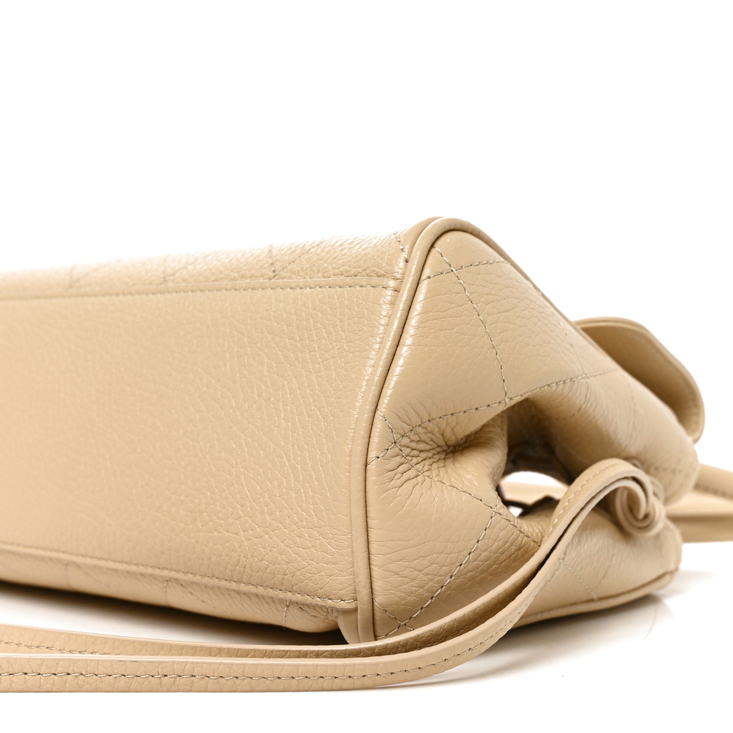 Grained Calfskin Stitched Urban Essentials Small Shopping Bag Beige