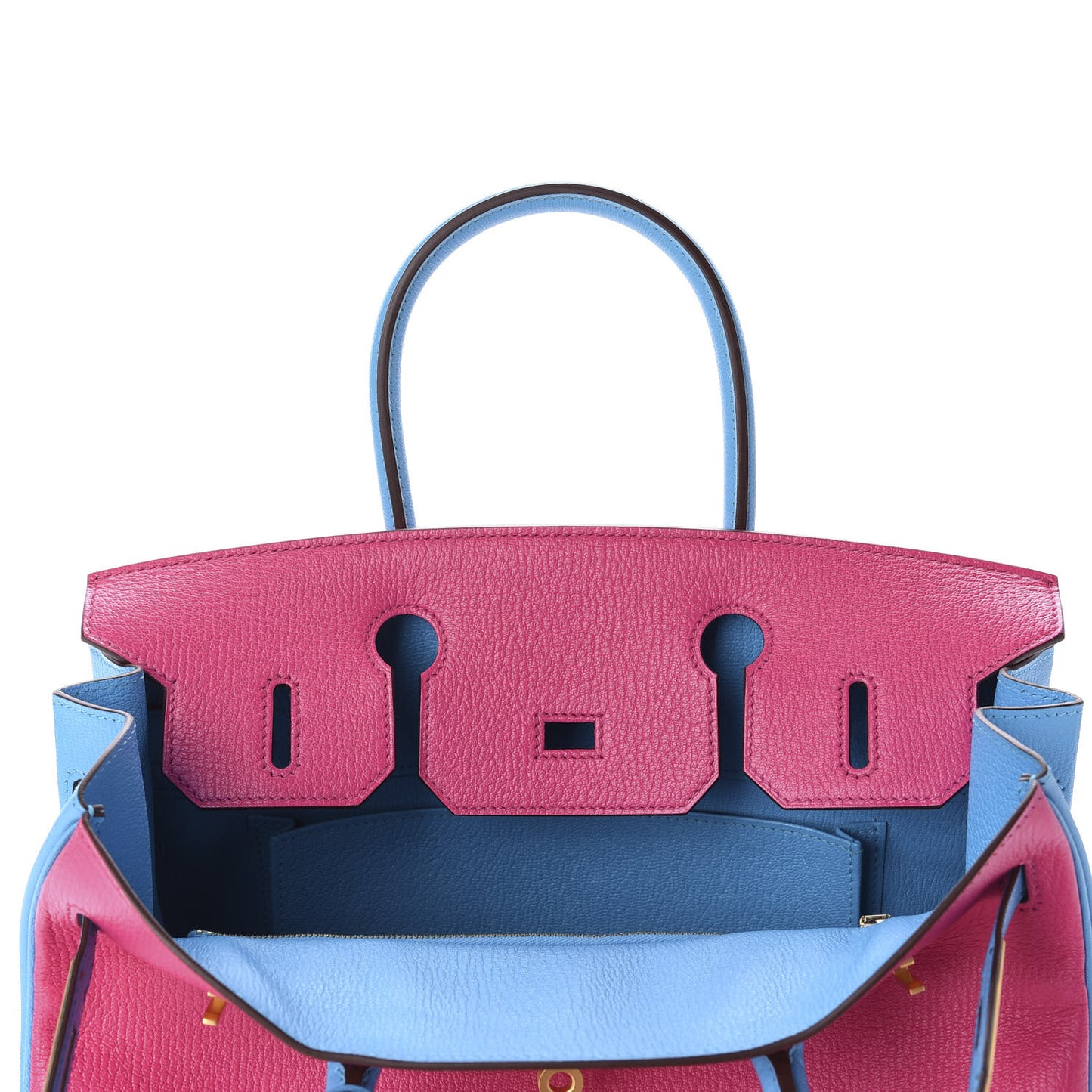 Chevre Mysore Horseshoe Birkin 30 Rose Shocking Celeste