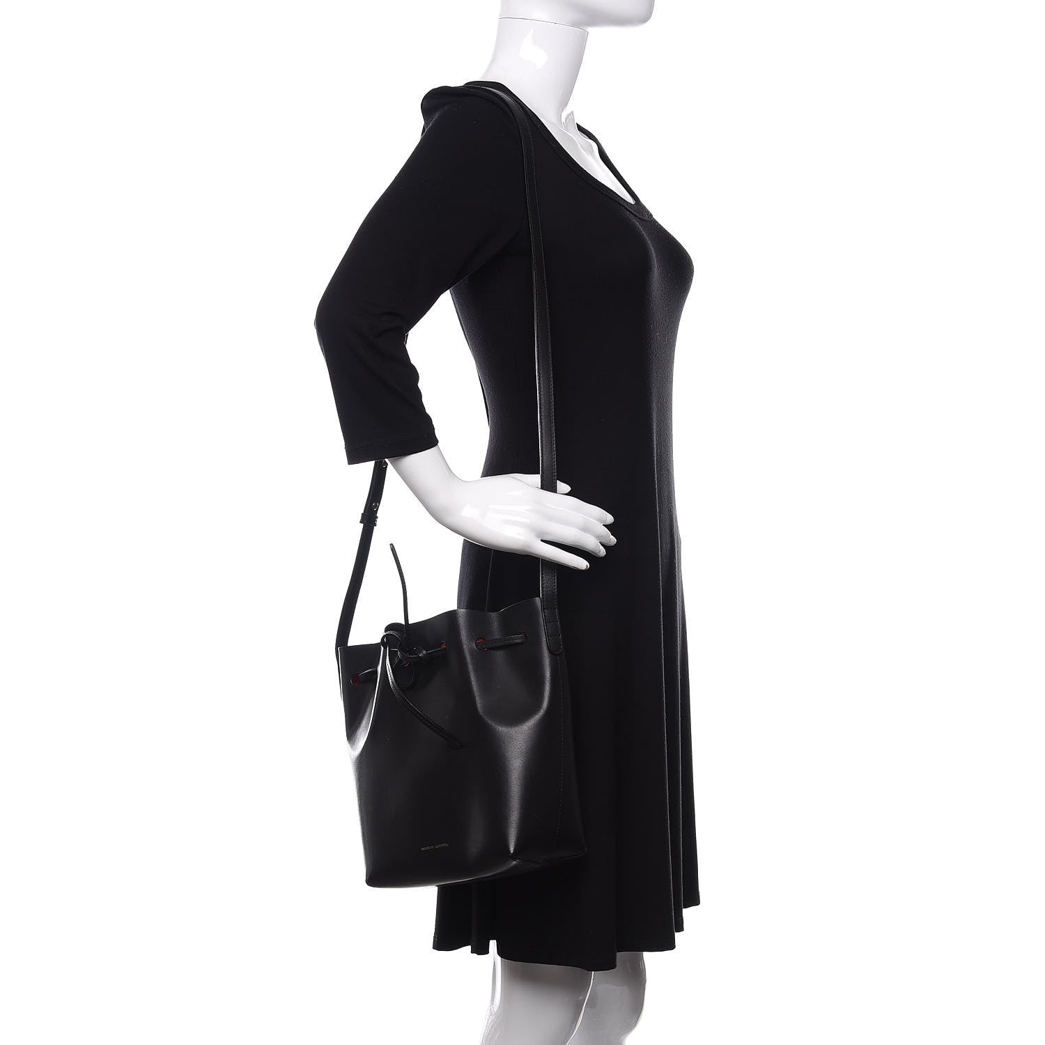 Mansur Gavriel Calfskin Mini Bucket Bag Black Flamma 3 of 10