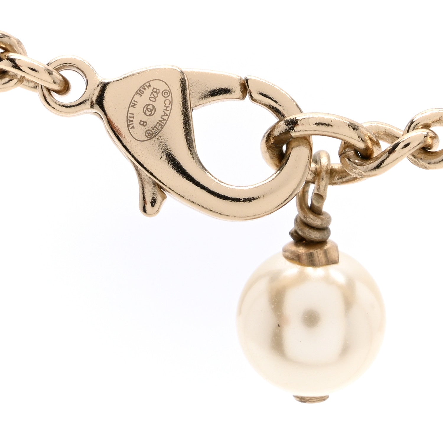 Chanel Lambskin Resin Pearl Dazzling Domino Short Necklace Gold Black 4 of 4