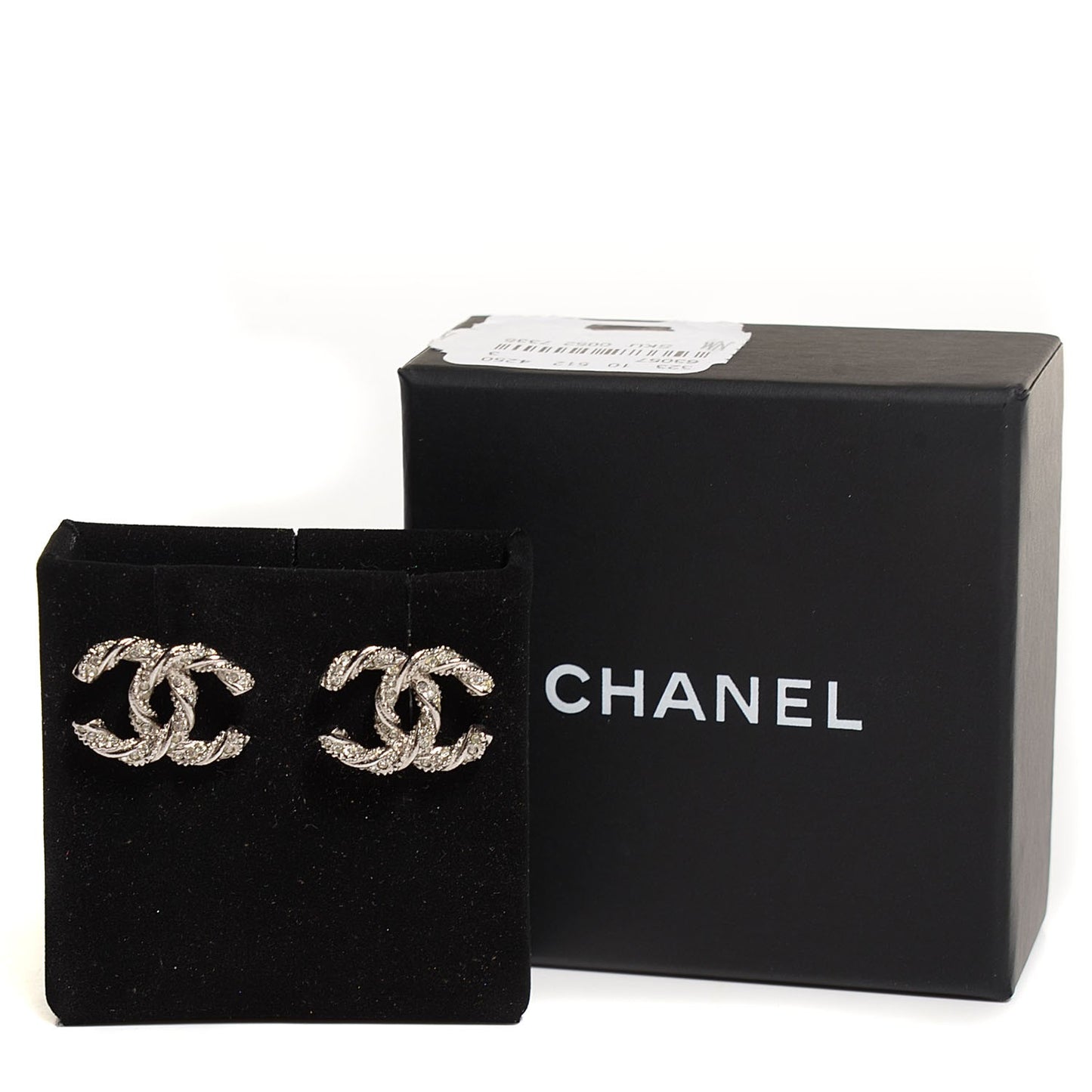 Crystal CC Twisted Earrings Silver