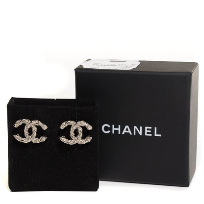 Chanel Crystal CC Twisted Earrings Silver 5 of 5