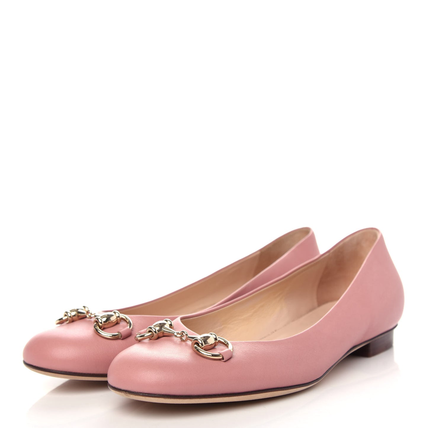 Calfskin Horsebit Ballerina Flats 35.5 Soft Pink