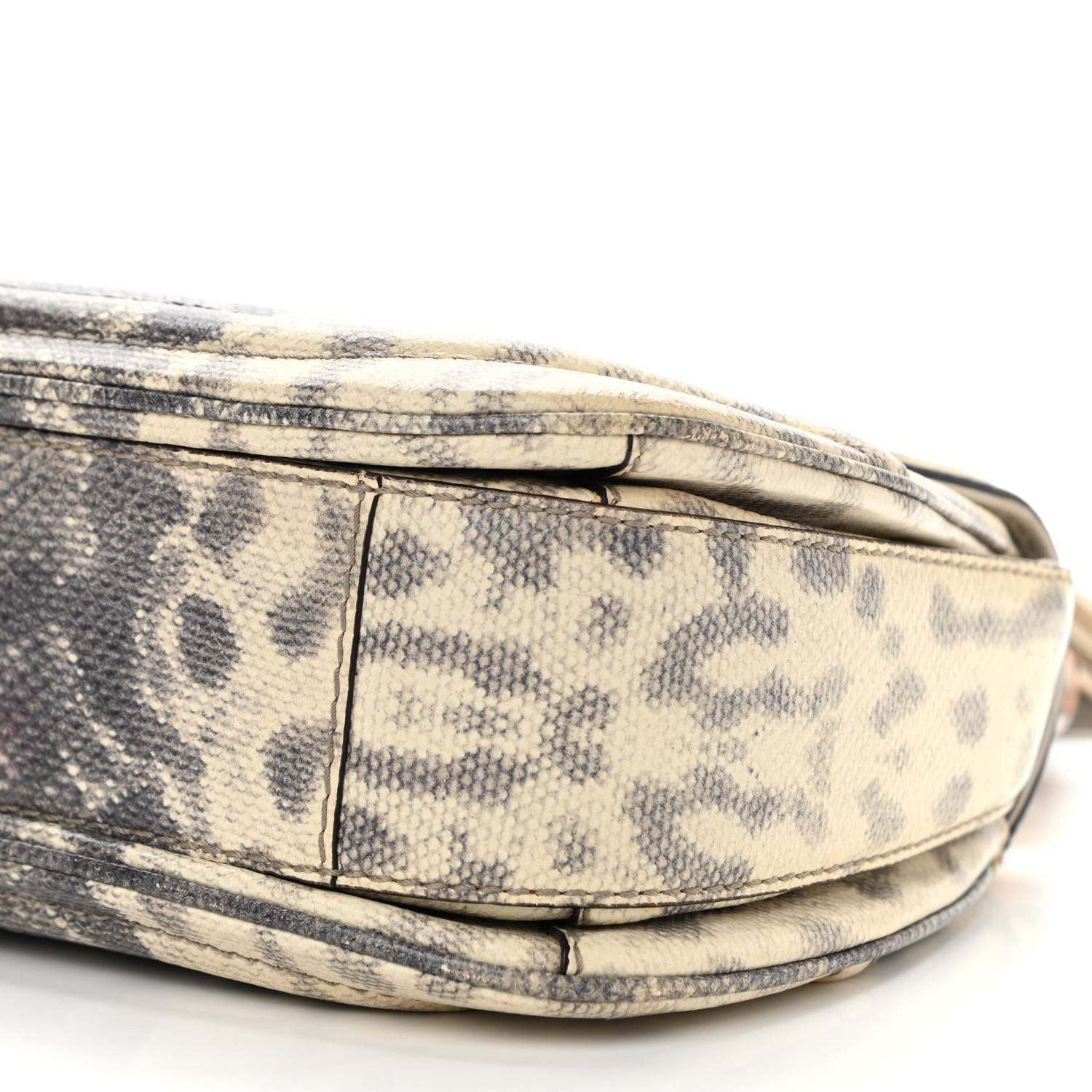 Gucci Calfskin Lizard Embossed Medium New Bamboo Top Handle Bag Grey 6 of 19