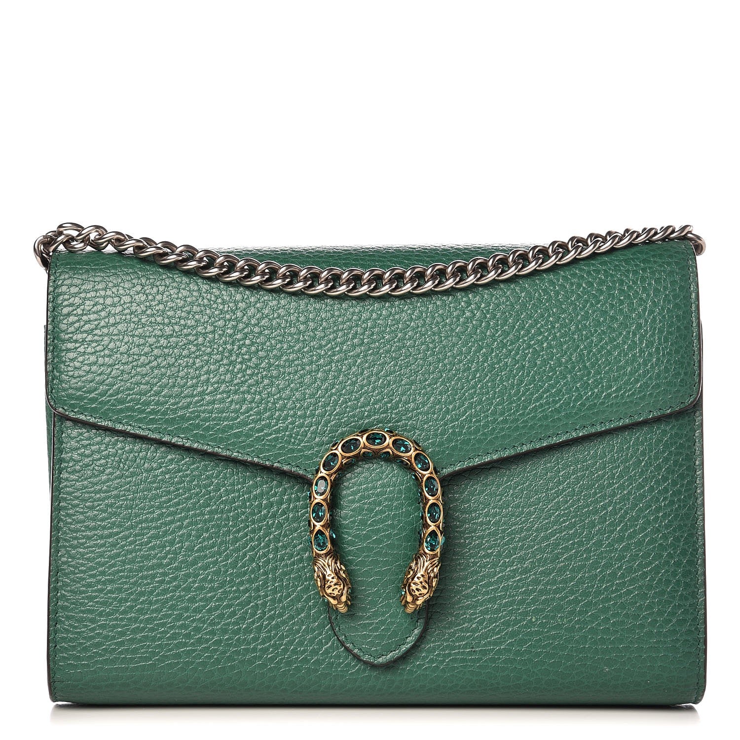 Gucci Calfskin Mini Dionysus Chain Wallet Emerald 1 of 7