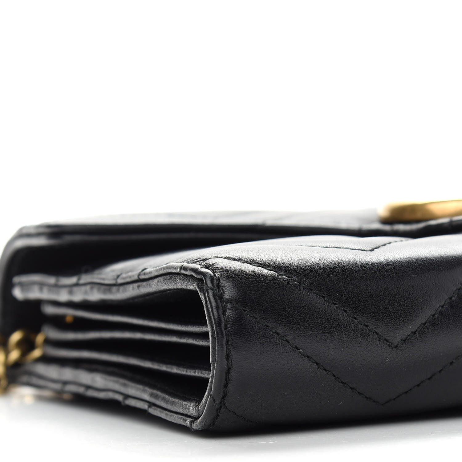Gucci Calfskin Matelasse GG Marmont Chain Wallet Black 8 of 11