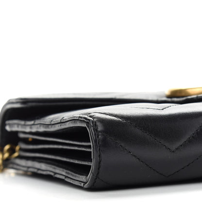 Gucci Calfskin Matelasse GG Marmont Chain Wallet Black 8 of 11