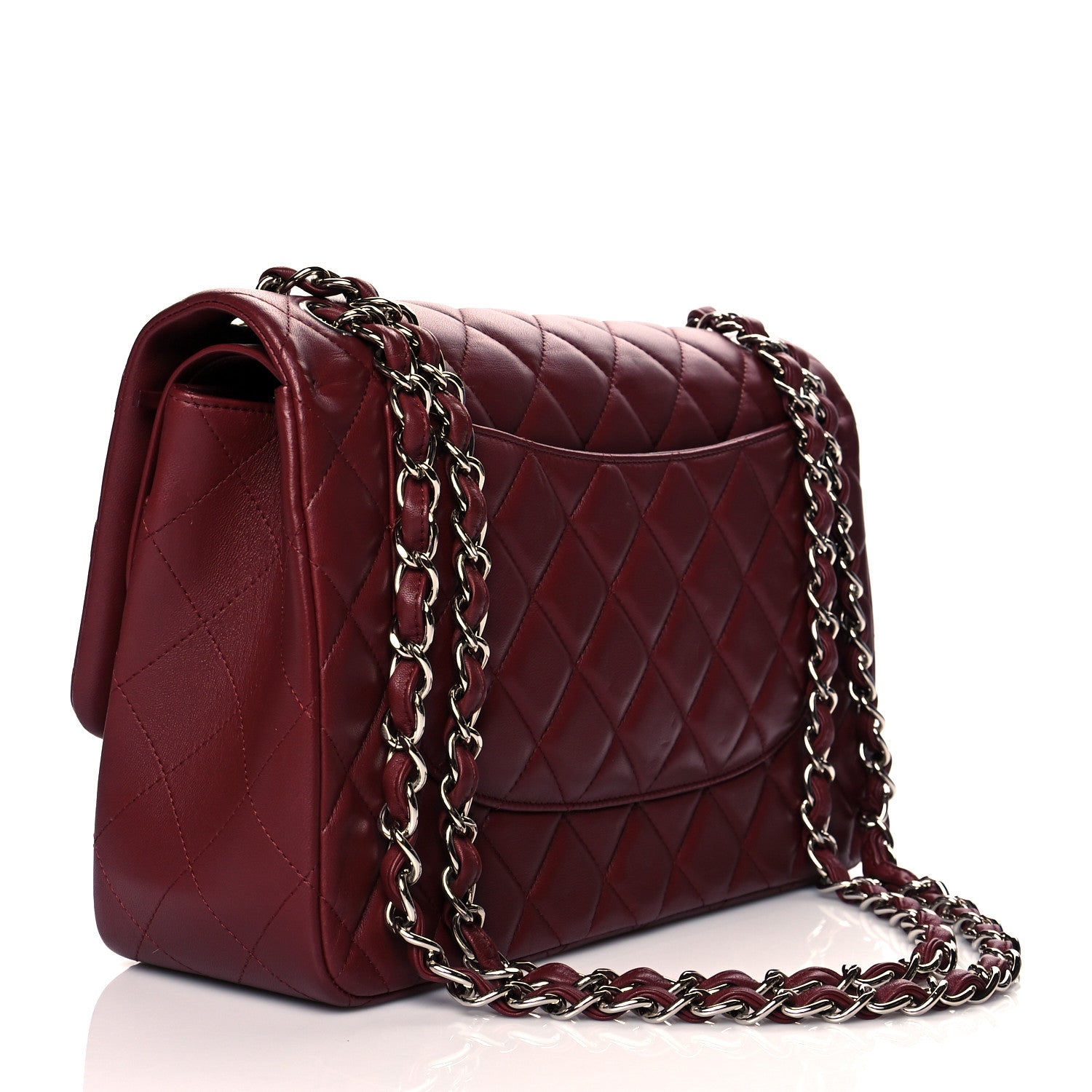 Chanel Lambskin Quilted Jumbo Double Flap Burgundy 3 of 13